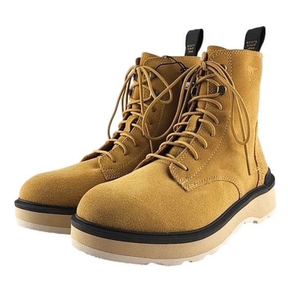 SOREL Women's Hi-Line Waterproof Lace Up Boots Geo Yellow Suede Lightweight Sz 8 - Picture 1 of 15